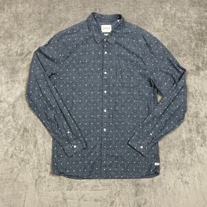 Scotch & Soda Shirt Mens Chambray Button Up Large Blue Linen Blend Casual Abstra